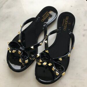 Black Valentino Rockstud Jelly Sandals
